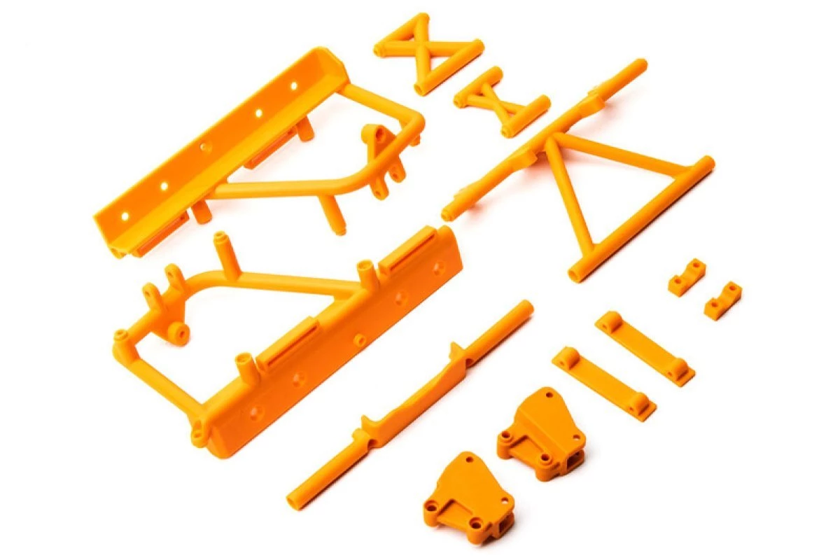 AXI231029 | Axial RBX10 Orange Cage Support & Battery Tray Set 1 AXI231029 | Axial RBX10 Orange Cage Support & Battery Tray Set