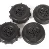 AXI41000 | Axial 1.2/1.6" ST28 Razor Front & Rear Paddle Tyres On Black Rims - Glued Wheels 4Pcs