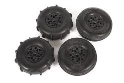AXI41000 | Axial 1.2/1.6" ST28 Razor Front & Rear Paddle Tyres On Black Rims - Glued Wheels 4Pcs