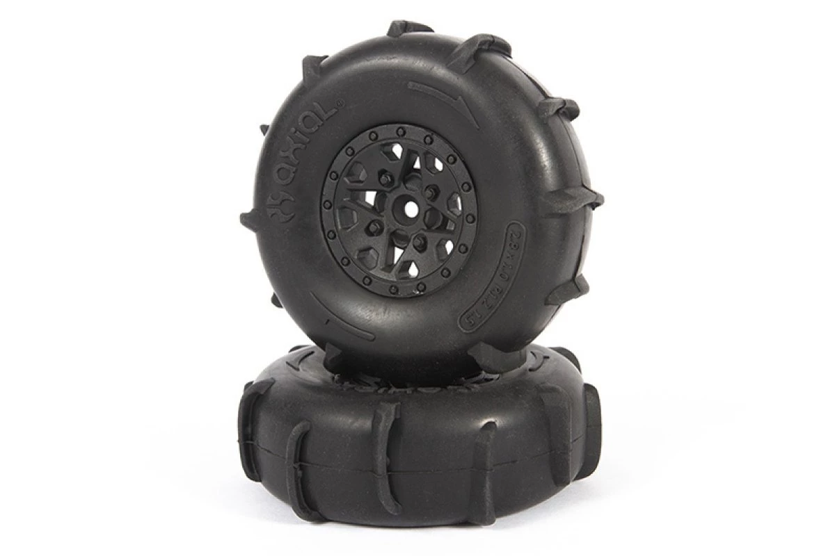 AXI41000 | Axial 1.2/1.6" ST28 Razor Front & Rear Paddle Tyres On Black Rims - Glued Wheels 4Pcs 2 AXI41000 | Axial 1.2/1.6" ST28 Razor Front & Rear Paddle Tyres On Black Rims - Glued Wheels 4Pcs - Image 2