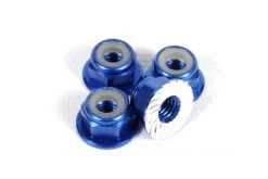 AXA1046 | Axial 4mm Blue Aluminium Flanged Nyloc Serrated Nuts 4Pcs